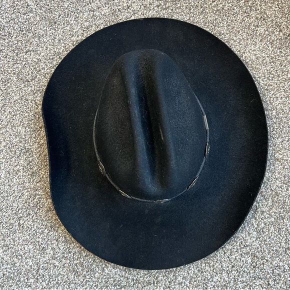 Resistol Black XX Wool Black Cowboy Western Hat Made in USA, 55, 6 7/8 - Picture 2 of 10